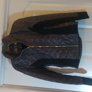 Black and gray poofy Guess jacket